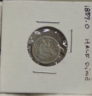 1857 O US Seated Liberty Half Dime Fine (Spot)