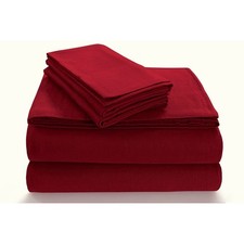 Tribeca Living Triple Brushed Cotton Flannel Sheets Twin XL Deep Red 17"