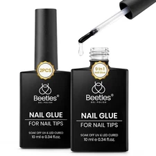 9in1 Gel Nail Glue 2x10ml Base Coat for Tips Rhinestones UV