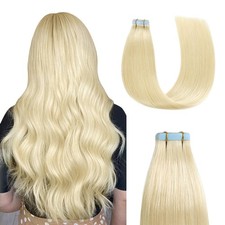 Sunya Blonde Tape-In Hair Extensions 14" Straight Platinum Human Hair