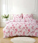 Duvet cover bed set bedding pink or blue spring blossom flowers printed design