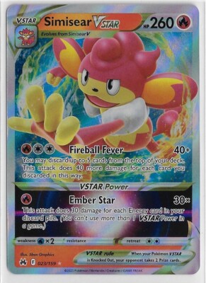 POKEMON TCG Sword & Shield - Crown Zenith NM Rare HOLO #023/159 SIMISEAR VSTAR