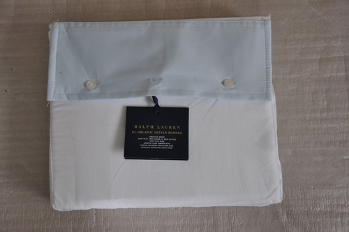Ralph Lauren Organic Sateen Border Blue King Flat Sheet White/Blue *NEW* B887 - 第 3/6 張圖片