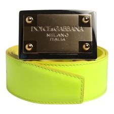 DOLCE & GABBANA Belt Yellow Green Classic Metal Logo Buckle 120cm / 48in 750usd