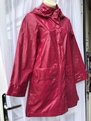 HOT PINK SHINY HOODED MAC / MACK / RAIN COAT SZ 8 FROM ATMOSPHERE / FESTIVAL - Picture 5 of 12