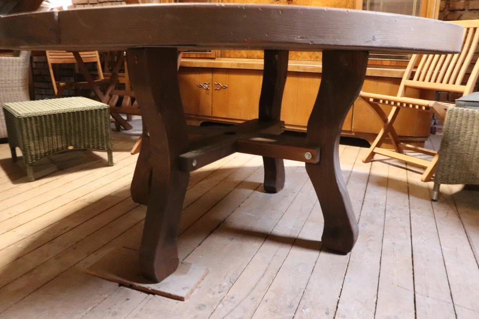 Runder Holztisch Ø 150 cm Höhe 77 cm Gartentisch Terrassentisch Rustikal - Bild 4 von 4