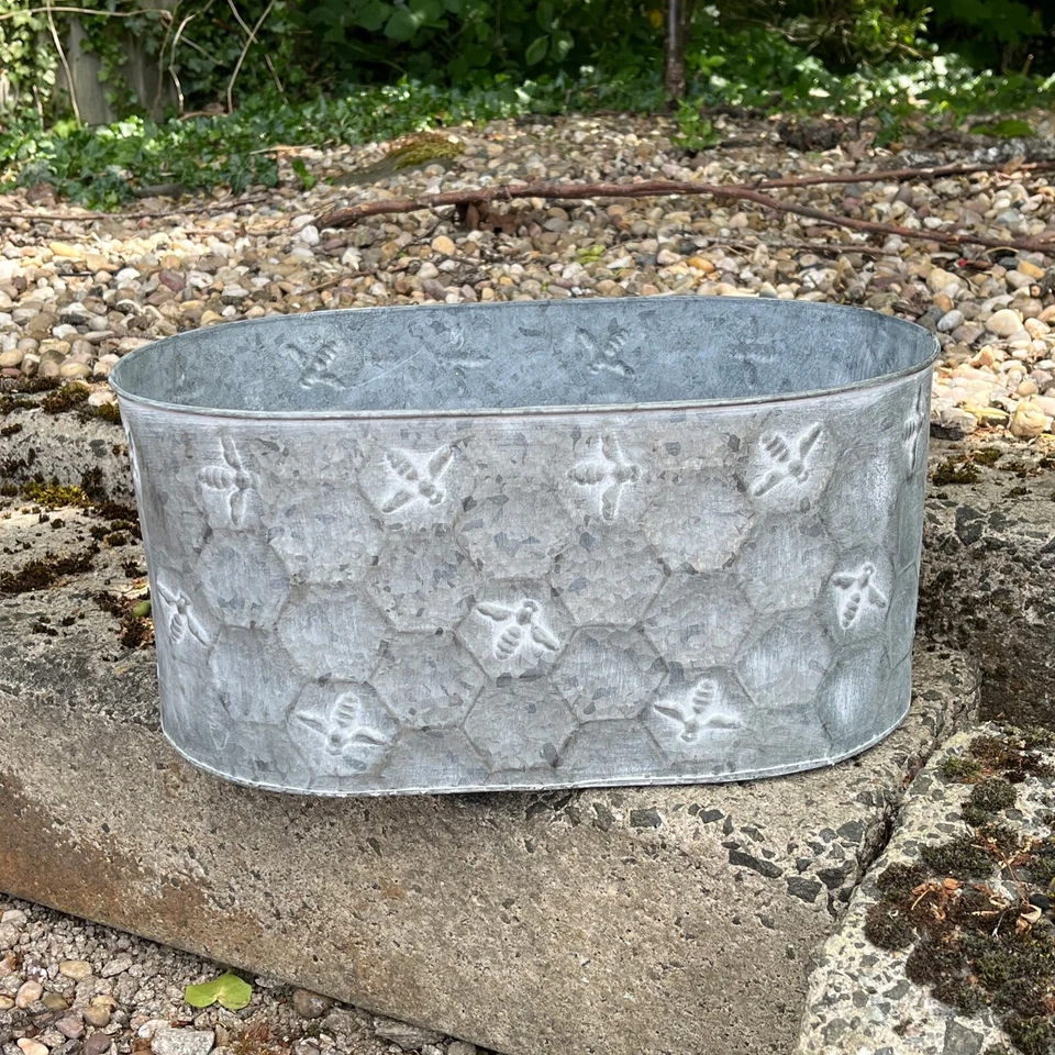 Planters for Garden 38.5cm Oval Bee Decorative Plant Pot Outdoor Flower Trough - Image 2 of 4