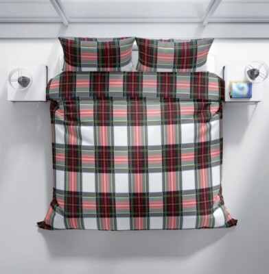 Cotton bed linen Wine check 140x200 cm, 70x90 cm