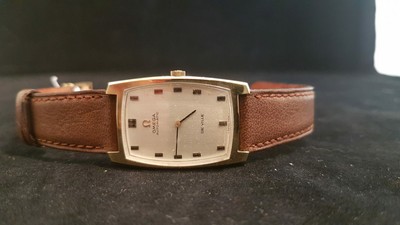 Montre Omega De Ville Automatique Tonneau Années 70 - Boîtier Plaqué Or - Bracelet Cuir - Révisée