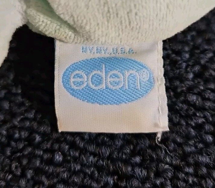 Vintage Eden Toys 7.5” Teddy Bear Stuffed Plush Pastel Baby Rattle Toy