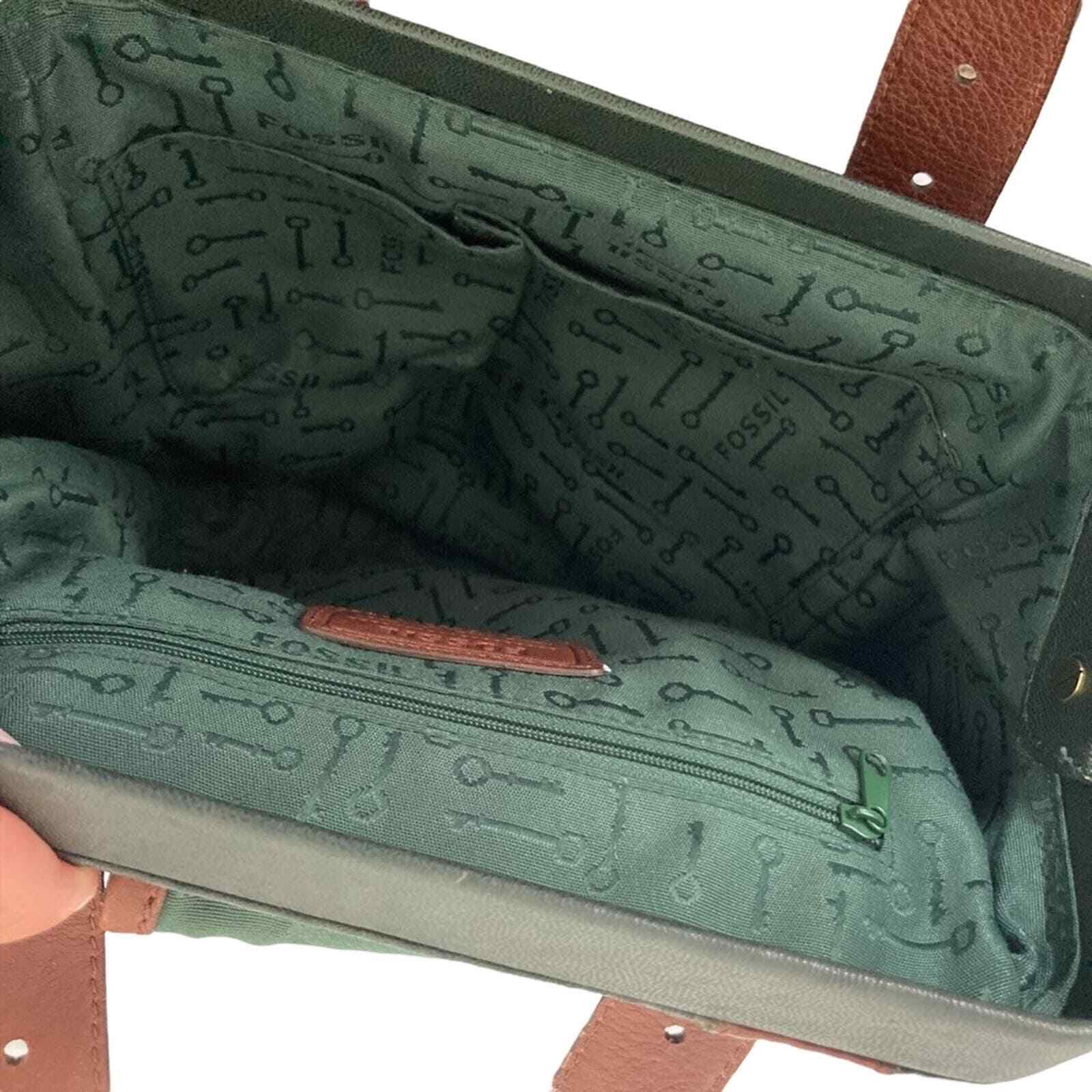 Fossil Black Brown Leather Turnlock Handbag eBay