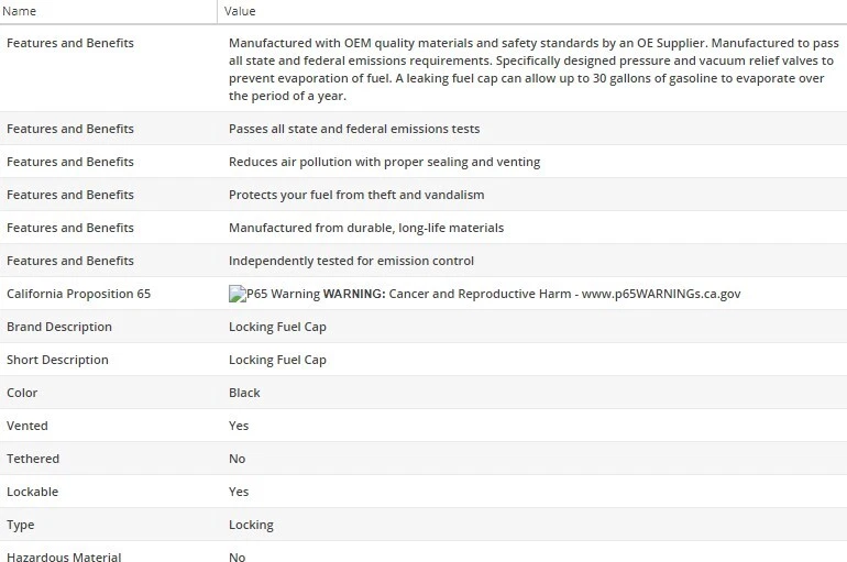 Tapa del tanque de combustible MotoRad MGC772 para Dodge M300 1974 V8-7,2 L Foto 2 de 4