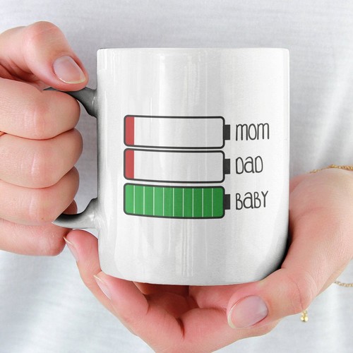Mom & Dad Low Battery Vs Baby Full Battery Father Cute Funny Coffee Mug ...