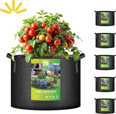 5/10/20 Pack 25 Gal Plant Grow Bags Fabric Pot Nursery Soil Bag with Handles