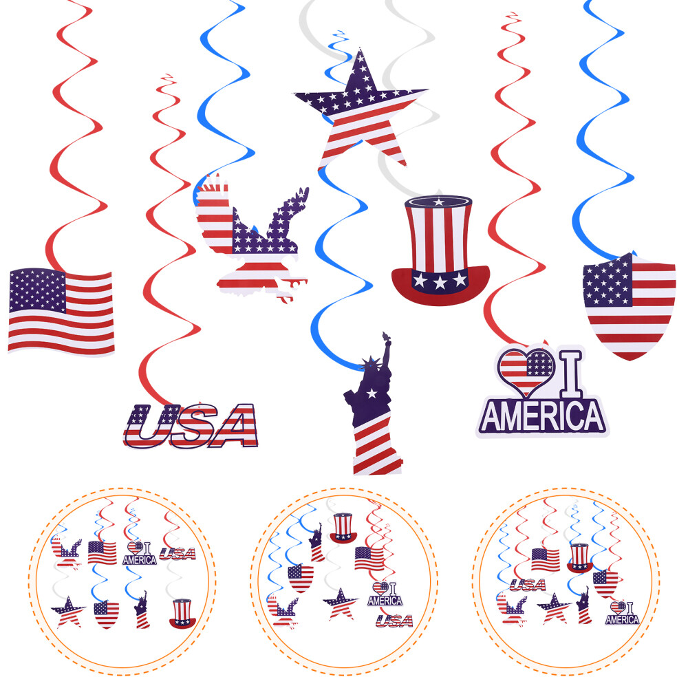 USA Patriotic Party Supplies USA Hanging Flags Statue Of Liberty Swirls