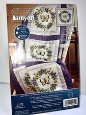 Janlynn Stamped Cross Stitch Quilt Blocks 18"X18" 6/Pkg-Pansy Wreath