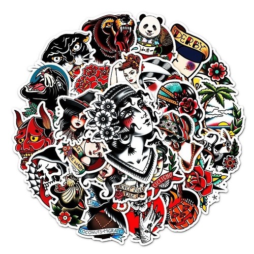 ⭐ 50 Pezzi Cool Trendy Oldschool Tattoo Art Style Stickerbomb - Picture 3 of 4