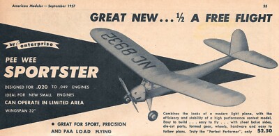 Enterprise PEE WEE & SHADOW PLANS + PATTERNS for TWO 32'' FF/ RC Model Airplanes 