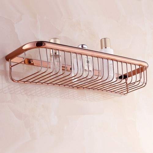 Cesta de ducha de baño montada en la pared de cobre oro rosa 45 cm accesorio de baño yba508 - Imagen 4 de 10