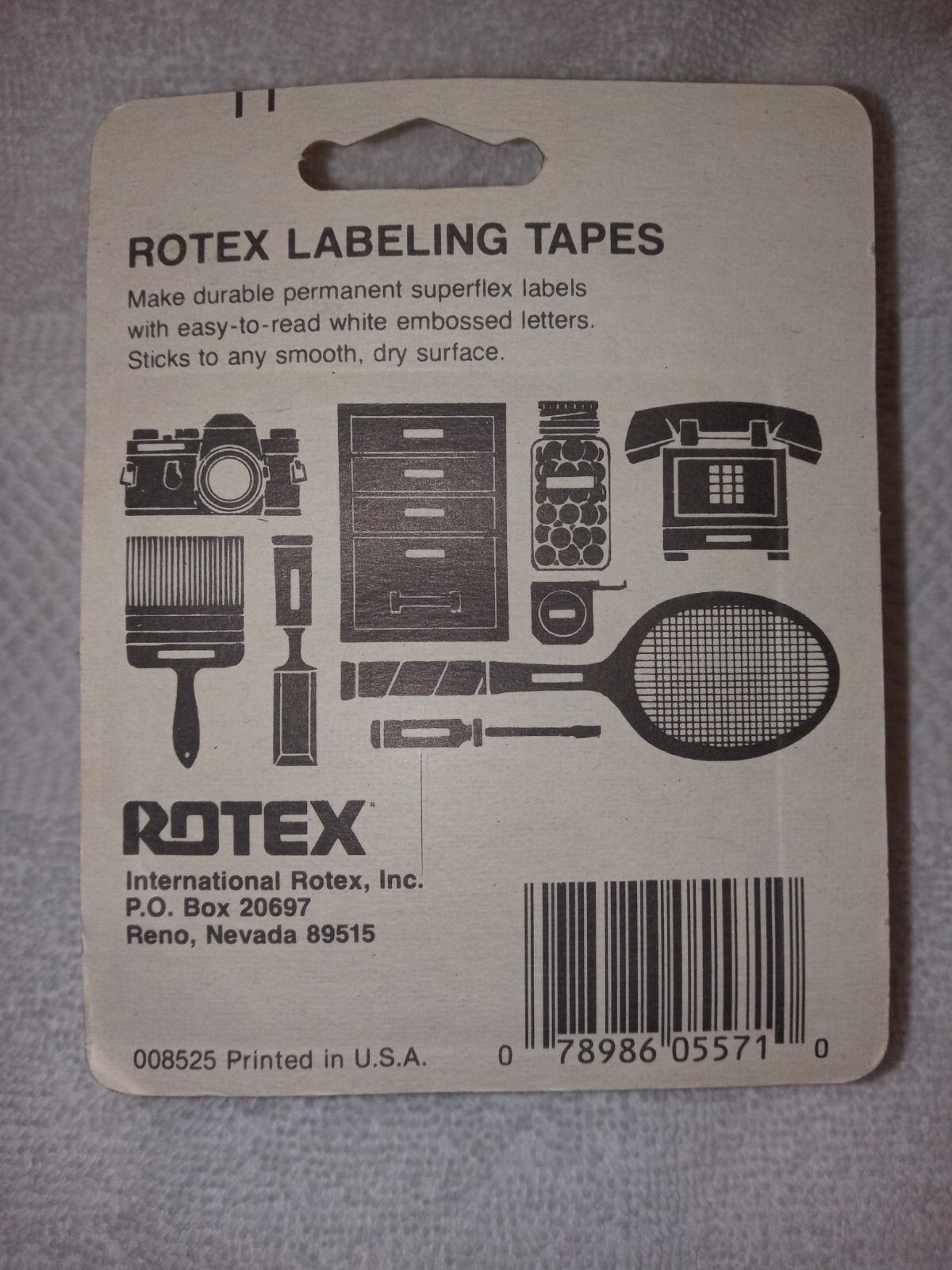 Vintage ROTEX Label Maker 3/8" × 144" Refill Tape Glossy Black USA (3