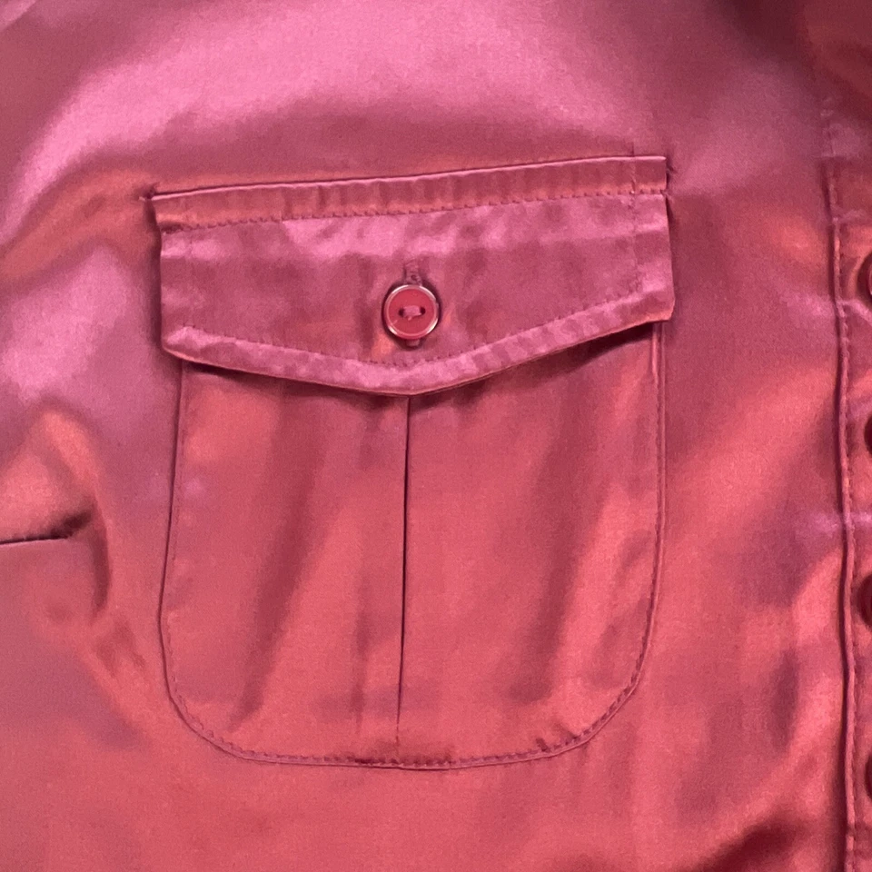 Blusa deportiva Geoffrey Beene para mujer (como la seda) borgoña manga corta XS bolsillos Foto 3 de 4