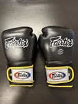 Fairtex Muay Thai Boxing Gloves BGV9 Mexican Style Glove - Black/Yellow Pipping