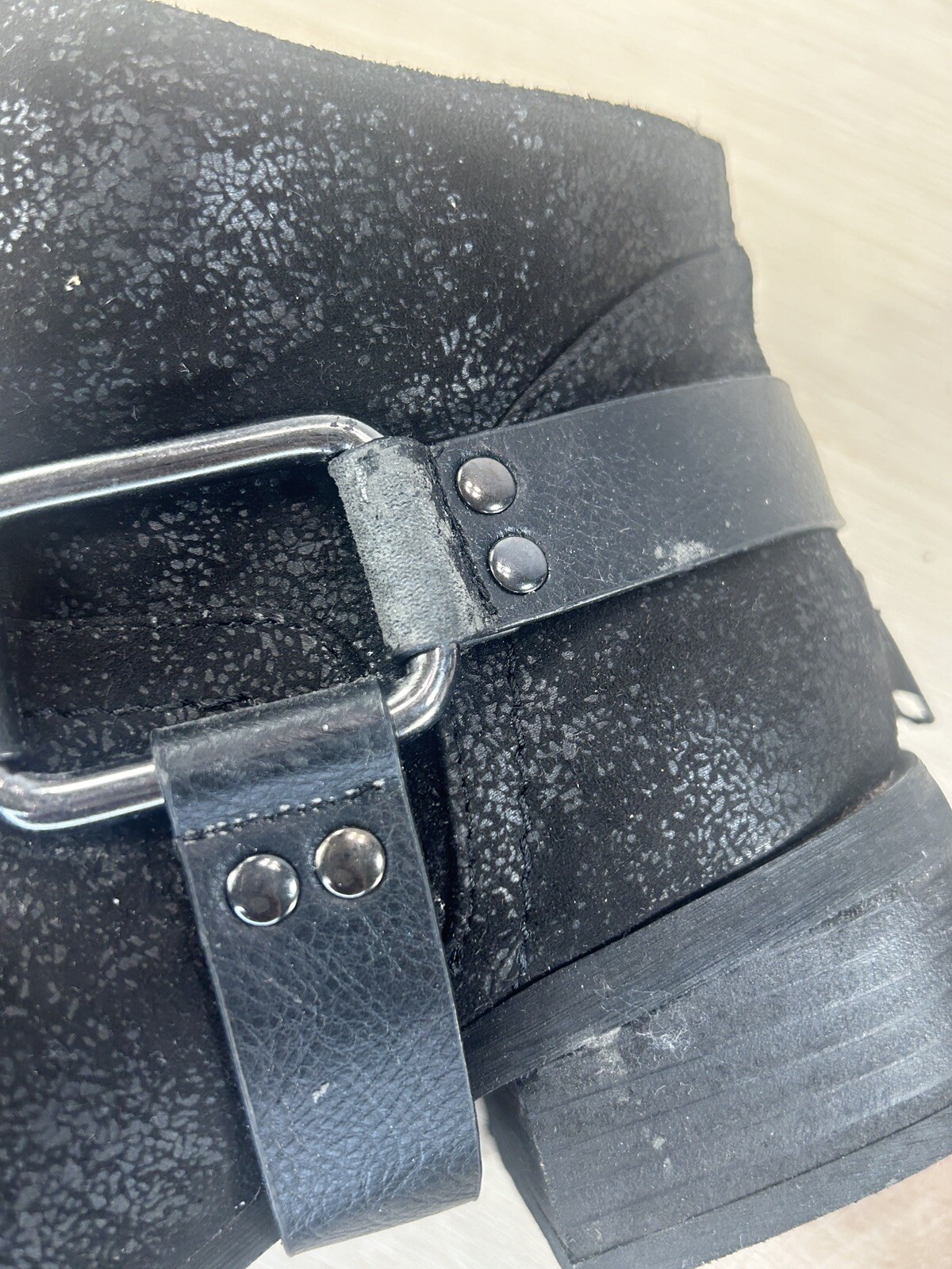 Not Rated Western Harness Women Ankle Boots Size 7 Black Low Heel Cowboy Boho