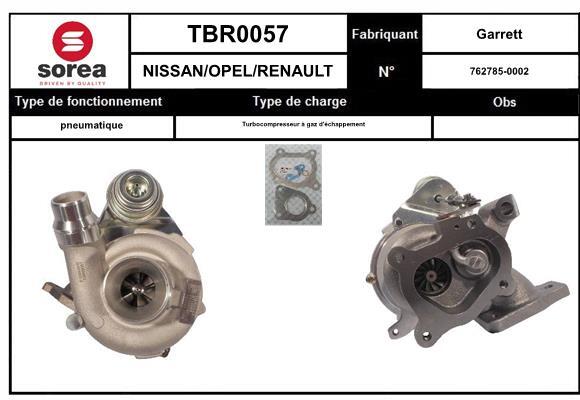 Turbocompresseur TBR0057 SNRA pour Nissan Primastar Autobus