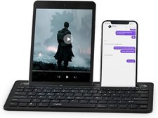 Multi-Device Bluetooth Keyboard,Rechargeable Noiseless Portable WirelessKeyboard