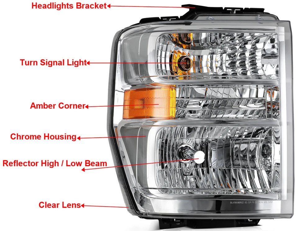 Pair Headlights For Ford E150 E250 E350 E450 Super Duty Econoline Van 2008-2021 Foto 4 de 4