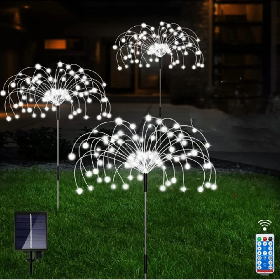 3 Sets Solar Fireworks Lights Outdoor Garden Party Xmas Fairy Wedding Lamp IP65 - Image 3 of 4
