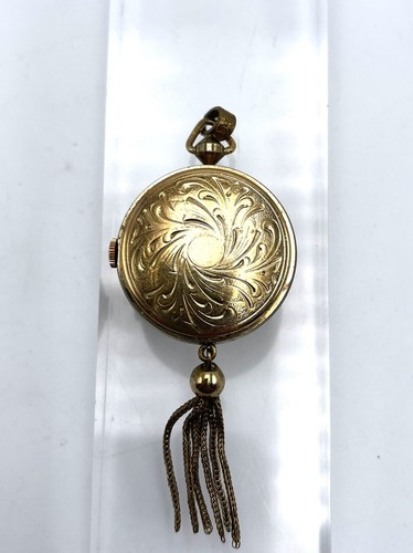 VINTAGE YELLOW GOLD TONE ORIS LADIES SMALL PENDANT POCKET WATCH - Picture 6 of 6