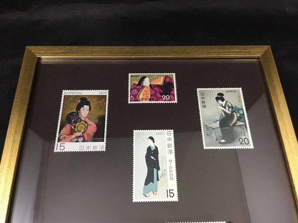 Conjunto de estampillas japonesas enmarcadas años 70 doncellas arte geisha símbolos nacionales cuentos de hadas Foto 2 de 4