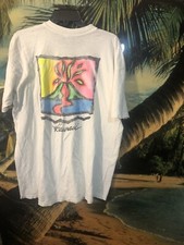 Vtg 90s HAWAII Neon Tropical TShirt XL VOLCANO Single Souvenir Beach Surf Tee