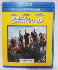 FAST FURIOUS 6 (Blu-Ray 2-Disc Set, 2013) DVD Digital Copy HD Ultraviolet Used
