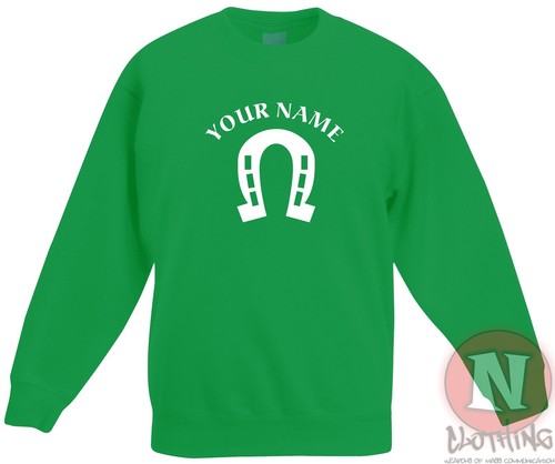 Personalised Horse shoe sweatshirt Children kids equestrian - Just add name - Picture 11 of 13