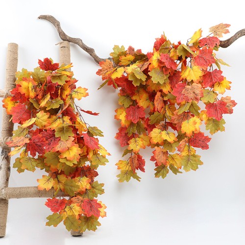 Fall Maple Leaves Garland Hanging Plant Artificial Autumn Home Party Decor
