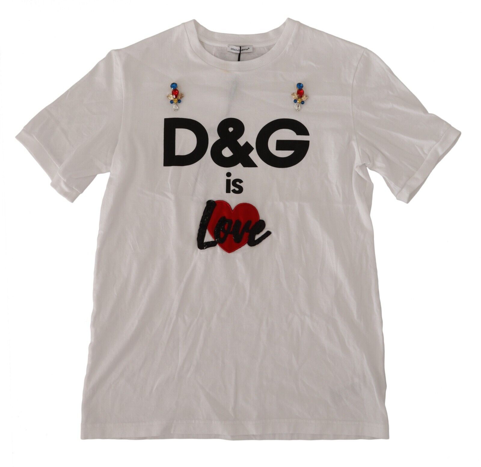 DOLCE & GABBANA Kids T-shirt White Cotton D&G Is Love Short Sleeves Tag 10  $450