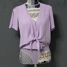 Revolve ASTR The Label Cory Bodysuit Lavender Flutter Sleeve V-neck Womens S Top