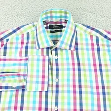 Steven Land Shirt Mens 16 Blue Green Modern Fit Office Classic French Cuff
