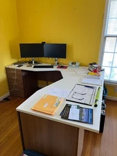 Global Zira office desk L shape with return