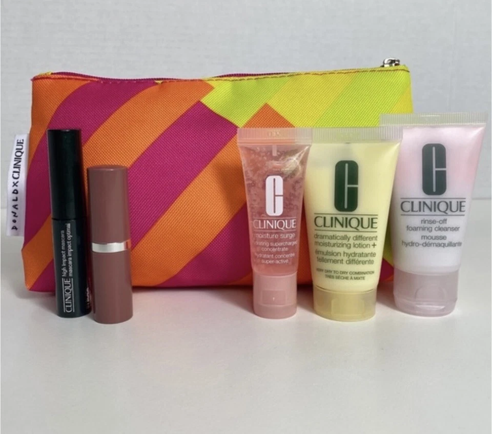 Donald X Clinique 6tlg Hautpflege Make-up Reise Geschenkset Bare Pop Moisture Surge