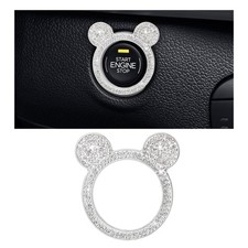 Universal White Rhinestone Car Engine Start Stop Button Cover 1.14" Inner Ring