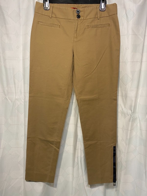 Cartonnier Charlie Ankle Pants Womens size 4 Khaki Tan Flat Chinos Anthropologie