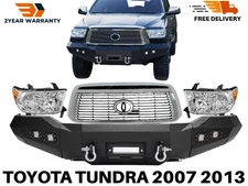 Front Bumper Steel & Headlights + Grill Assembly Kit 2007-2013 For Toyota Tundra