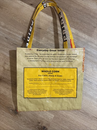 Upcycling Futtertasche Tragetasche, Handarbeit, umfunktioniert, wiederverwendbar Einkaufstasche Mais - Bild 3 von 3