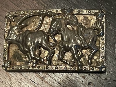 Rodeo Cowboy Lassoing A Bull Belt Buckle