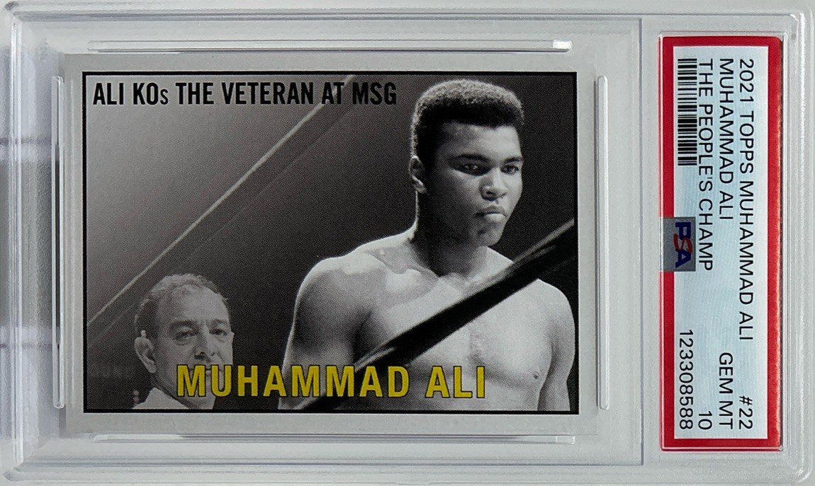 Muhammad Ali PSA 10- 2021 Topps Tribute Set ‘Ali Defeats Folley To Retain Title’ view 3