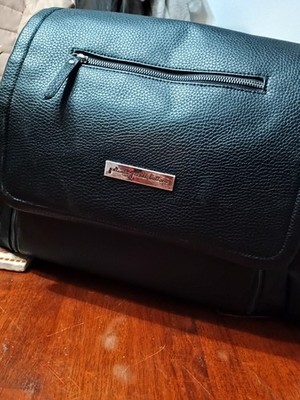 Large Petunia Pickle Bottom Boxy Backpack in Black Leatherette Diaper Bag