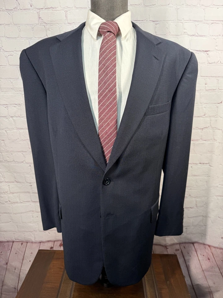 TALLIA UOMO Mens Navy Blue BIG & TALL Wool 2pc Suit 48R Jacket 39x30 Pant - Image 2 of 4